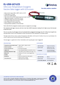 Thumbnail of document Data Sheet - EL-USB-ULT-LCD Ultra Low Temp. Cryogenic Vaccine Logger